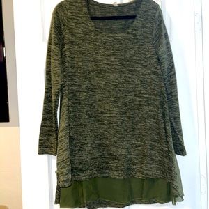 Pink Blush Maternity Plus Size Top- Green Long Sleeve Basic Soft Stretch